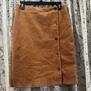 Nanette Lepore Corduroy Button-Front Skirt in Tan Sz 6